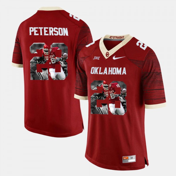 Adrian Peterson Oklahoma Sooners Fanatics Authentic Unsigned Crimson Jersey  Scoring Touchdown vs. Kansas State Photograph